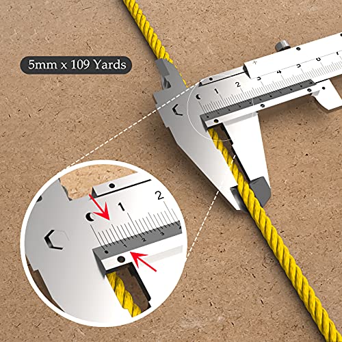 Image of ZUEXT Macrame Cord, Ginger, 5mm x 109yds Cotton String Macrame Yarn | 100% Natural Handmade, 4 Strands Twisted Cotton Rope, For Wall Hanging Plant Hangers Gift Wrapping Tapestry DIY Crafts, 100m