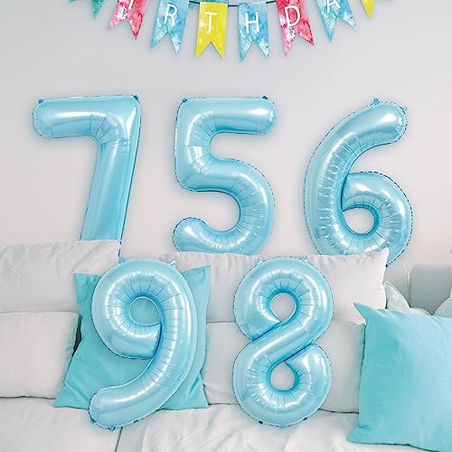 Image of 40 Inch light blue Number Balloons, Helium Mylar Foil Number Balloons for Birthdays, Number 5 Balloon for Party Decorations, Birthday Decorations, Wedding, Boy Baby Shower