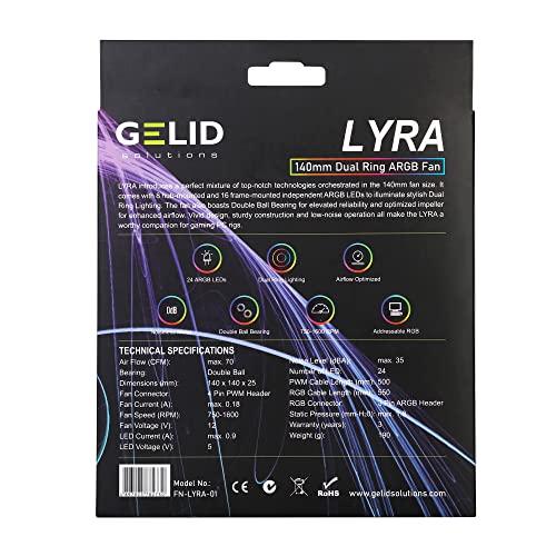 RGB-Lüfter 140 mm Gelid Solutions Lyra mit ARGB-Beleuchtung
