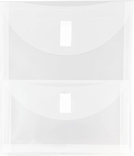 JAM Papel 2bolsillo de plástico sobre con cierre de velcro marcaCarta Open End1112" X 934"-Claro12Pack