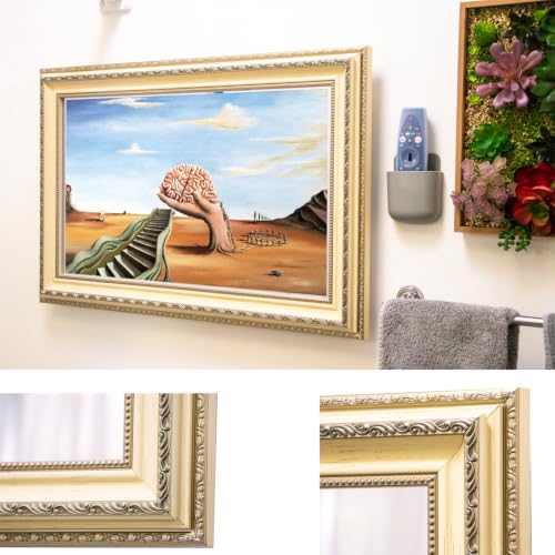 Image of Soulaca 27 inch webOS Mirror TV Ivory Frame Fireplace Wall Mount Smart TV | Built-in WiFi Bluetooth, Voice Control, Smart Gallery Mode, Ideal for Fireplace, Bathroom and Bedroom