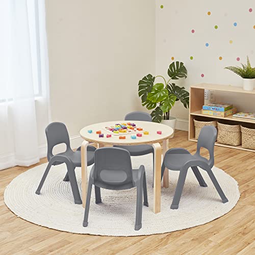 Image of ECR4Kids Plastic Stackable SitRight Chair, 11in, Classroom Furniture, Grey, 4-Pack