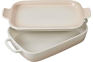 Le Creuset
Stoneware Rectangular Dish with Platter Lid, 14 3/4" X 9", Meringue