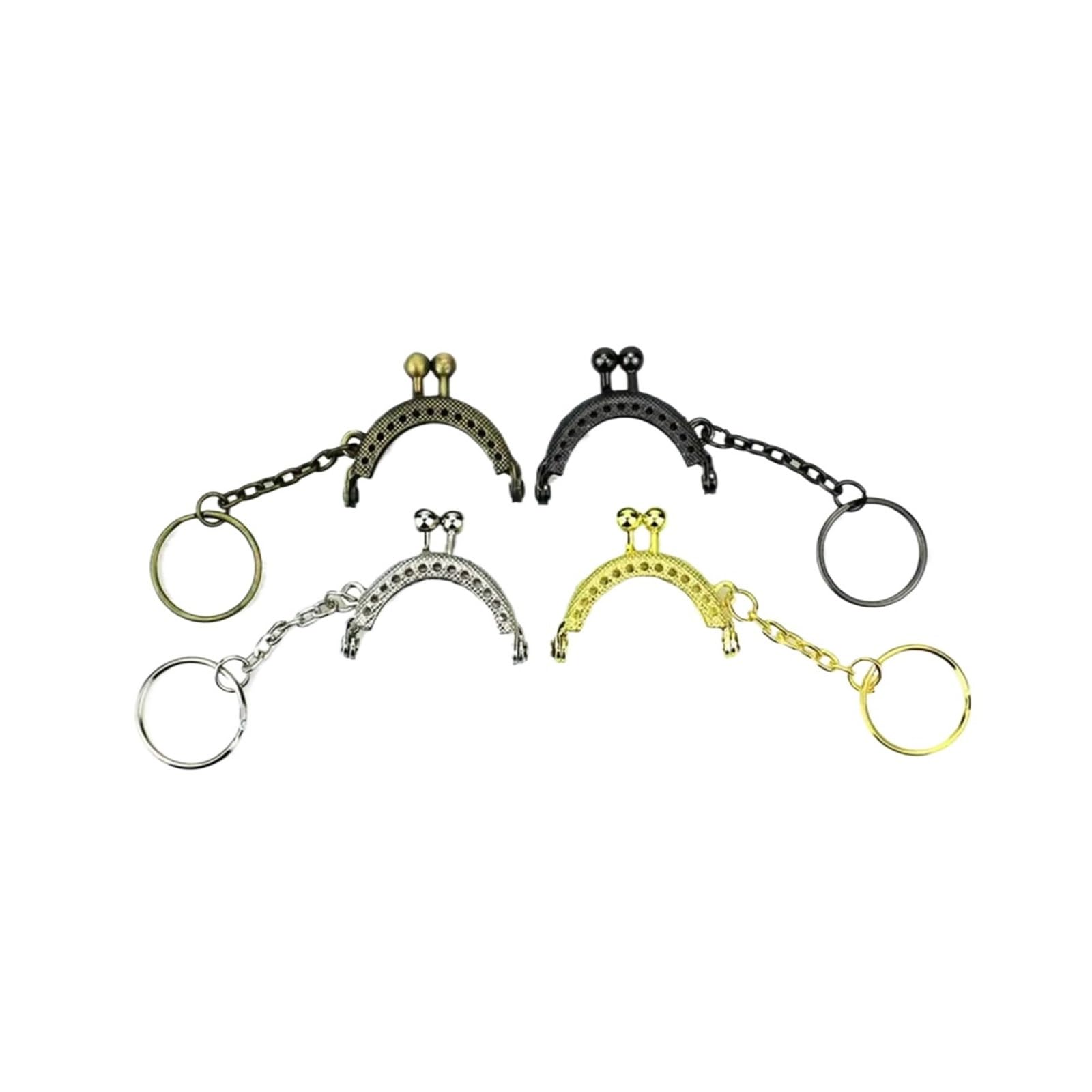 PVUVTNAHW 20Pcs 4cm Bronze/Silver/Golden/GunBlack Half Round Metal Purse Frame Kiss Clasp Lock With Key Ring Bag Accessories(Mix colors)