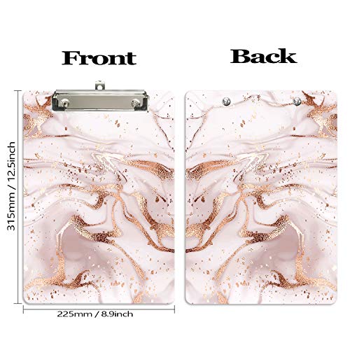 Hongri Plastic Clipboard, Fashion Design A4 Letter Size Clipboards for Students, Women, Man and Kids, Low Profile Clip, Cute Clipboard Custom Pattern, Standard Size 12.5" x 9", Pink Line