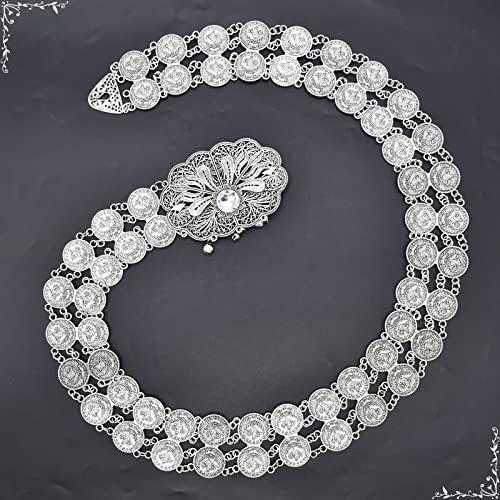Cinturón de cadena de plata tallada KnSam con acabados labrados exclusivos para mujer 5