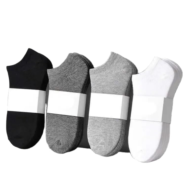 Futbol, Sports Calcetin para Hombre y Mujer, 12 pares, Altura al Talón, Invisible, 4 Colores: Negro, Blanco, Gris, Gris Claro, Talla Única