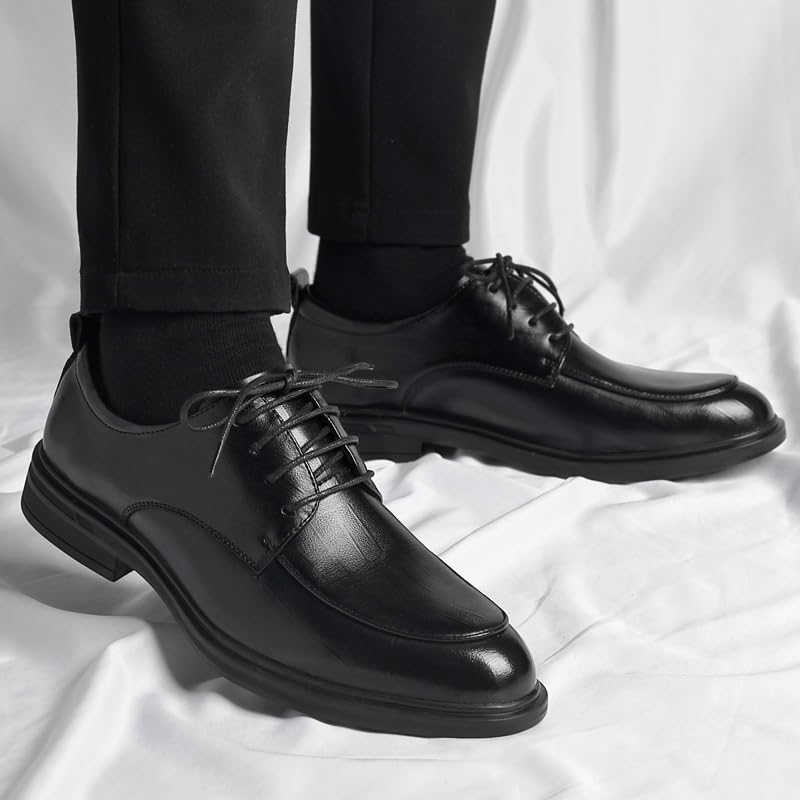 Men's Shiny Patent Leather Dress Shoes Business Office Wedding Formal Modern Oxfords Shoes Lace Up Platform Block Heel Business Oxford Shoes2