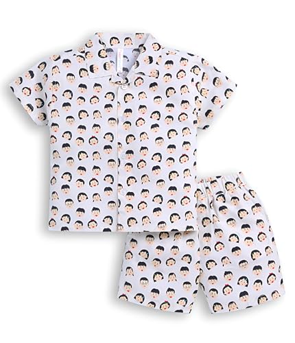 Image of Toonyport Kids Cotton Print Pyjama Set, Short Sleeve Shirt with Shorts