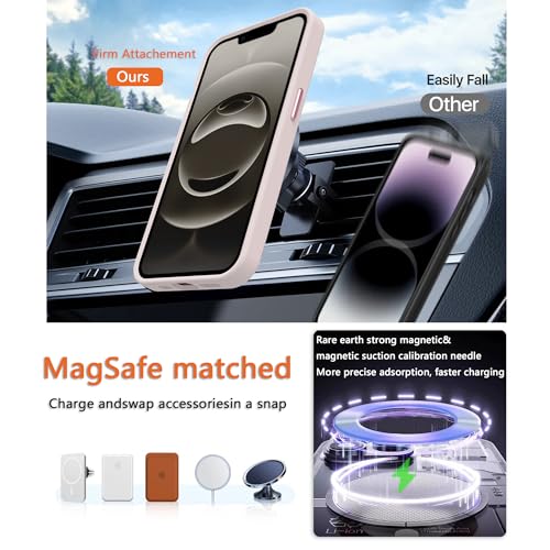 Image of Magnetic iPhone 16E /17e case,Compatible with Magsafe, Military-Grade Protection,Slim Translucent Matte Shockproof with Anti-Scratch Anti-Fingerprint Phone Cover (Pink, iPhone 16E /17e)