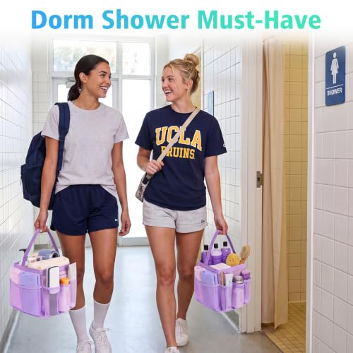 Image of EUDELE Mesh Shower Caddy Portable for College Dorm Room Essentials,Portable Shower Caddy Dorm with 9-Pocket Large Capacity, Shower Bag for Beach, Swimming, Gym, Travel essentials, Purple