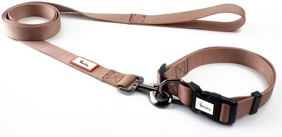 DroolingDog Puppy Collar Pet Dog Leash Collars Set with Lightweight Nylon for Small Dogs, XS, Brown
