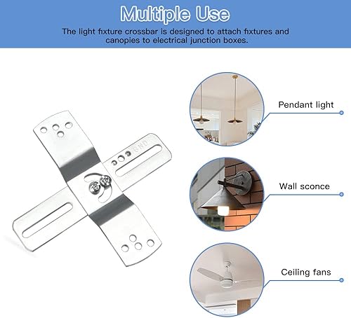 Miniatura 7 de Helunsi 2 juegos de soporte de montaje de lámpara, barra transversal universal de 4 pulgadas para iluminación, placa de montaje de ventilador de