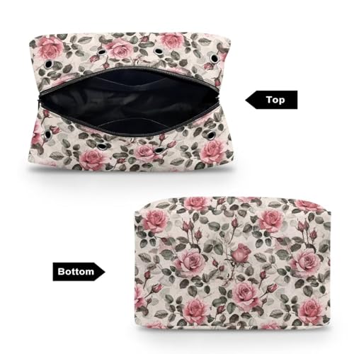 Image of Drnuikhe Roses Large Crochet Bag Knitting Tote Bag Portable Knitting Bag for Yarn Storage, Lightweight Crochet Bag Knitting & Crochet Supplies Crochet Gift for Mother Wife