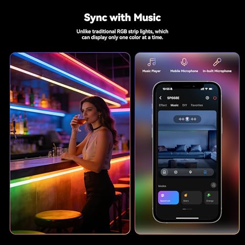 Image of MIWISE 5V USB COB LED Strip Lights,RGB Smart IC LED Strip with App Control,Bluetooth Addressable Music Sync Color Changing Strip Lights,3M Back-Adhesive for Gaming Room PC Home Decor 6.56ft