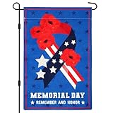 QUQULE Memorial Day Garden Flag 12x18 Inch Double Sided, Burlap Yard Flag for Outdoor Decoration