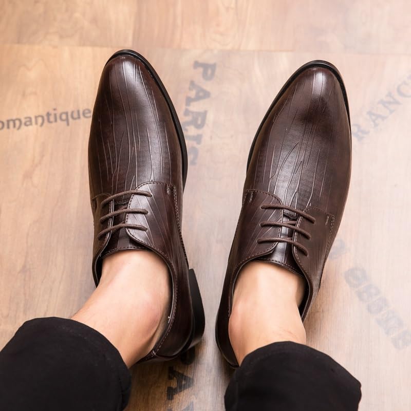 YZABEL Men's Leather Lace Up Platform Work Oxfords Classic Lace-up Formal Tuxedo Shoes Plus Size Casual Business Pointed Toe Suit Shoes3