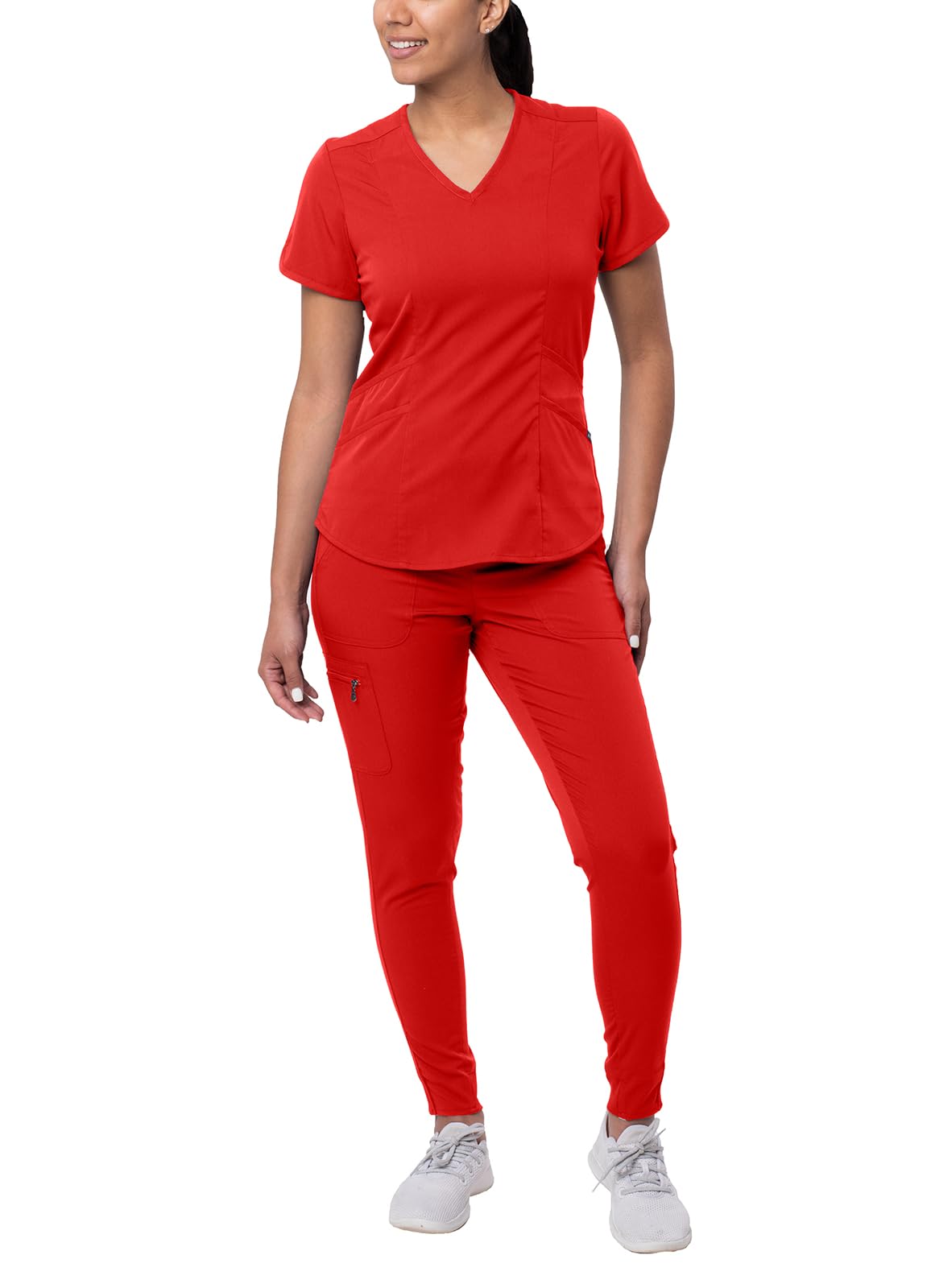 Adar Pro Modern Athletic Scrub Set for Women - Modern V-Neck Top & Yoga Jogger Pants