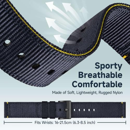 Image of WOCCI Nylon Watch Bands, Contrast Woven Design, Quick Release, Stainless Steel Buckle, Band Width 20mm 22mm 24mm 26mm