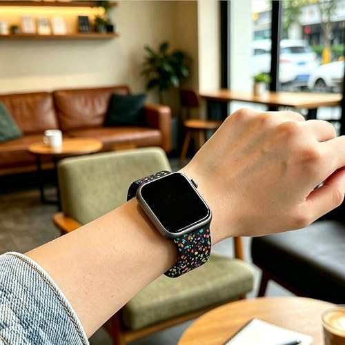 Image of Sport Bands Compatible with Apple Watch Band Women Men 40mm 38mm 41mm 42mm 44mm 45mm 46mm 49mm ,Soft Wristband Waterproof Replacement Strap for iWatch Bands Series 11 10 9 8 7 6 5 4 3 2 1 SE Ultra Black
