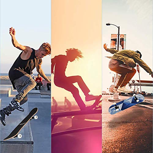 Scientoy Skateboard, Beginner Skateboards, 31" x 8" Complete Pro Skateboard with A Repair Kit for Kids/Boys/Girls/Youth/Adults, 9 Layer Canadian Maple Double Kick Skateboard for Outdoor Sports