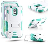 Galaxy S5 Case,RANZ® (Mint/White) Rugged Impact Armor Hybrid Heavy Duty with Kickstand Cover For Samsung Galaxy S5 (I9600, Verizon, AT&T Sprint, T-mobile, Unlocked)