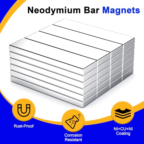 Image of Powerful Neodymium Bar Magnets, 24 Pack Heavy Duty Magnet, 40x10x3 mm | Rare Earth Magnets, Rectangular Magnets, Small Magnet Strong for Fridge, DIY, Garage, Kitchen, Science, Craft, Office
