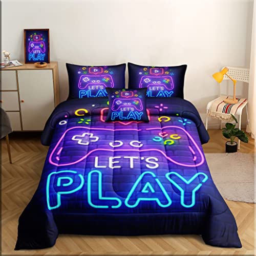 ROWADALO 6 Pieces Gamer Bedding Set for Boys Gaming Comforter Full Size, Game Controller Comforter for Teen 3D Gamepad Microfiber 6 Piece Bed in A Bag Kids Bedding Sets with Sheets,DJT H5030 Full