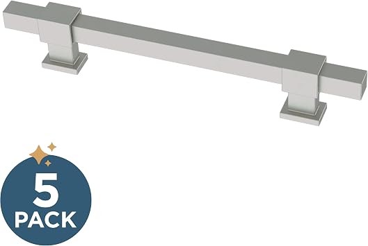 Franklin Brass Adjusta-Pull Square Bar (5-Pack) Adjustable Cabinet Handles 1-3/8' to 6-5/16' Hole Center Matte Satin Nickel Kitchen Dresser, Furniture Hardware P44368-SNM-B