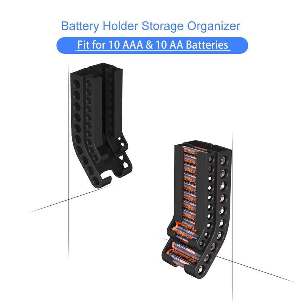 Organisateur de stockage de piles AA et AAA Combo, petit support mural, conteneur distributeur de piles pour piles 10AAA et 10AA