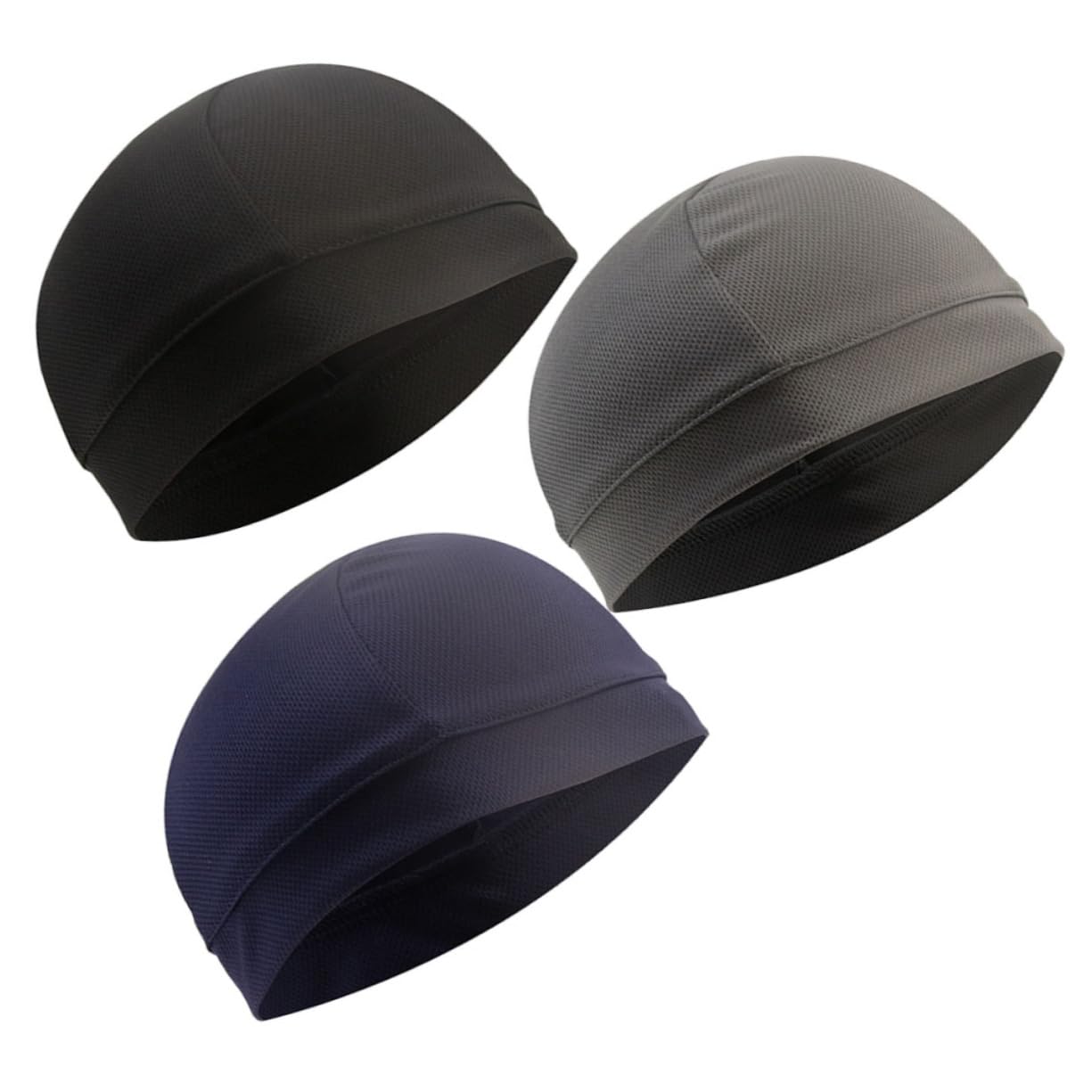 Yardenfun Cycling Hat Liner 3pcs Soft Stretchy Inner Cap Windproof Sun Protection Quick Dry Liner for Helmet Sports Accessory (Grey)
