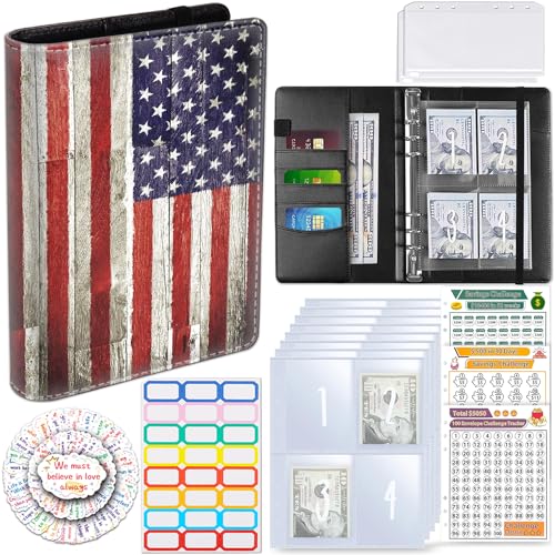 Desafio de economia de dinheiro com 100 envelopes, fichário econô...