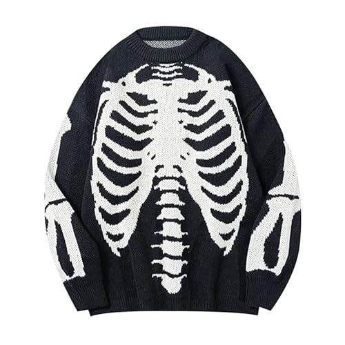 VDWIP Men's Dinosaur Sweater Men's Cows Sweaters Unisix Pullover Oversize Vintage Casual Knitted Retro Couple Tops(Black-L)