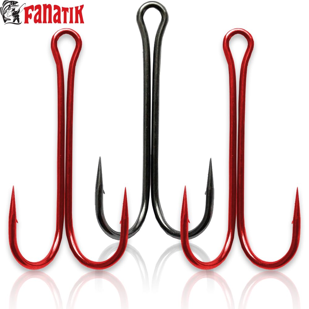 FANATIK Ganchos de Pesca Dobles Double FD-1140 tamaño 8, 7, 6, 4, 2, 1, 1/0, 2/0, 3/0 Offset Jig Hook Soft Baits Lures Anzuelos de Pesca para Señuelo de plástico