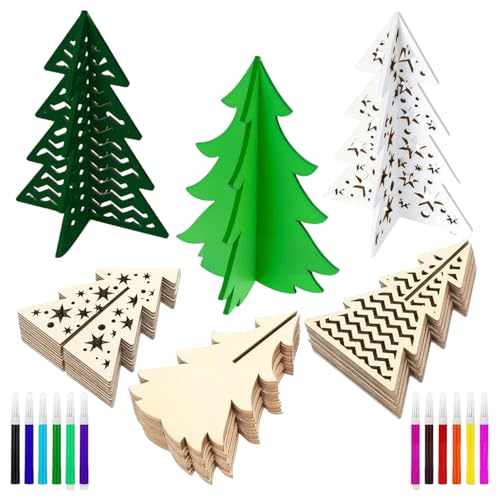 Arbres de Noël en bois à offrir : kit de silhouettes 3D inachevées pour enfants