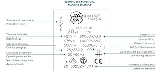 DUCATI ENERGIA Condensateur de Moteur 35 µF ± 5 % / 475 V AC + GRD Ø45 x 92 mm Cylindrique en Polypropylène Capacitor Capaciteur
