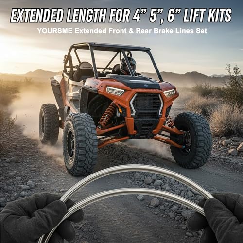 Extended Front & Rear Brake Lines Set for Polaris RZR 800 S 4, RZR XP 900, 570 - Replaces OEM 1068 1911582 1911579 1911583 1911725 1911609 - Fits +4" +5" +6" Long Travel Lift Kit (2 Pcs) by Yoursme - Image 5