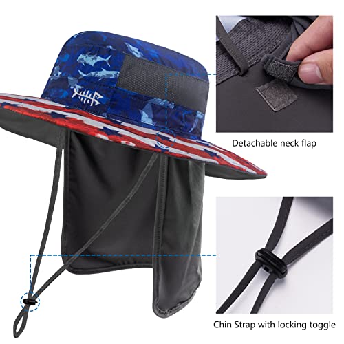 Image of BASSDASH UPF 50+ Sun Fishing Hat Water Resistant with Detachable Neck Flap