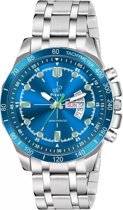 PIRASO Premium Blue DIAL Silver Chain Analog Watch for Men (B0CJFS46K9) Amazon Price History, Amazon Price Tracker