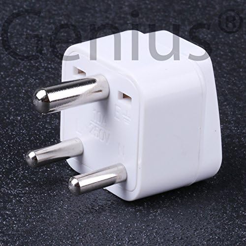 Genius® Adattatore presa spina universale da viaggio converte spine 2 e 3 poli di diversa tipologia in spine 3 poli tipo India (spine di tipo D) (India 3 poli - tipo D, Bianco) - 3
