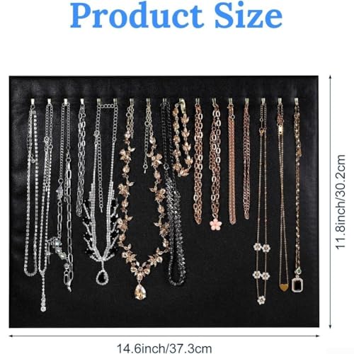 Durashmall Présentoir à bijoux en cuir avec 17 crochets, plateau de rangement pliable portable pour les spectacles de vente au détail, usage domestique, économie d'espace 4 pièces – vue 2