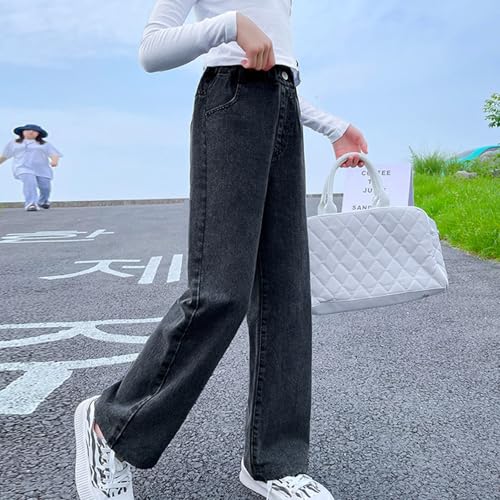 Girls Baggy Wide Leg Jeans Straight Vintage Denim Pants High Elastic Wasit Versatile Casual Loose Palazzo Trousers2