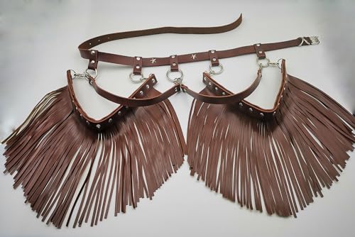 Women Body Harness Garter Punk Leather Waist Belts with Fringe Gothic Leg Tassel Belt for Dress Festival Dance Consume2