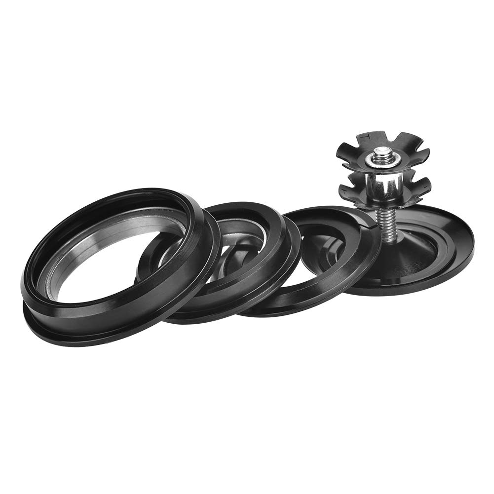 Aluminum Alloy Bike Headset, Precise Bearings, Smooth Turning for 28.6mm Straight Tube Fork or 1.5 Taper Pipe Fork (Black 44-56mm)