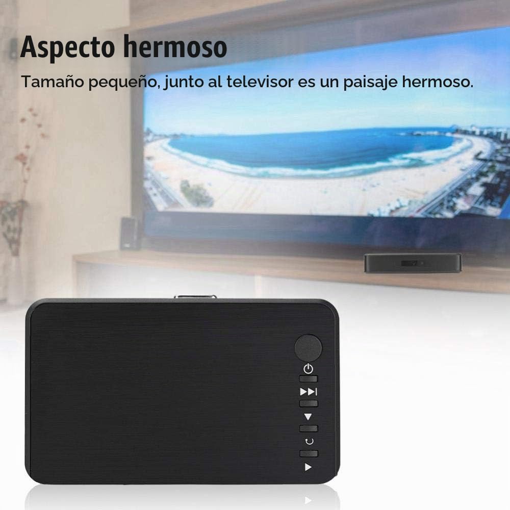 Garsent Reproductor Multimedia, 1080P HD HDMI Audio y Video Reproductor Multimedia Compatible con USB, Tarjeta SD, Disco Duro con Control Remoto IR, 110V-240V.(EU)