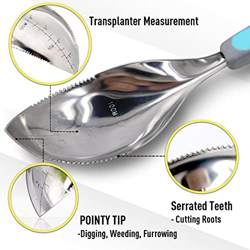 Jardineer-Multi-Use-Soil-Scoops-Stainless-Steel-Garden-Trowel-All-in-One-Cultivator-Weeder-Transplanter-Blue