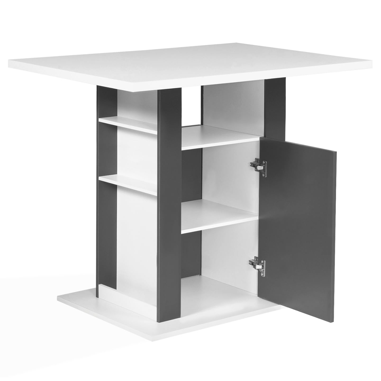IDMarket - Ilot Central UGO 110 cm Bois Blanc et Gris avec rangements