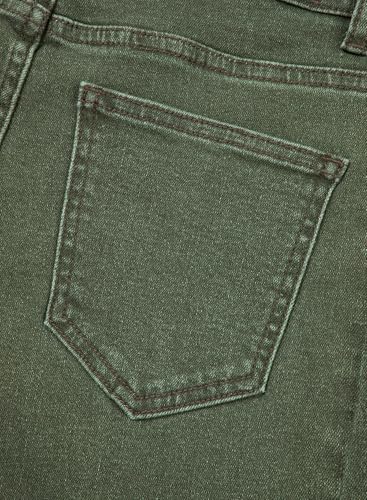 Sidefeel Women's Wide Leg Jeans High Waisted Stretchy Raw Hem Denim Pants Size 10 Green