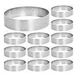 Tortenringe zum Backen – 12 Stück DIY hitzebeständige Kuchenformen Set mit Antihaftbeschichtung mit Löchern, Desserts, Werkzeuge für die Herstellung