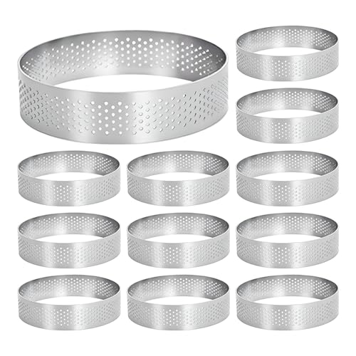 Générique Anelli da Cucina - 12 Pezzi Fai da Te Resistenti al Calore, Set di per Dolci, Anelli da Pasticceria antiaderenti, con Fori, Strumenti per la Produzione di Alimenti per Dolci